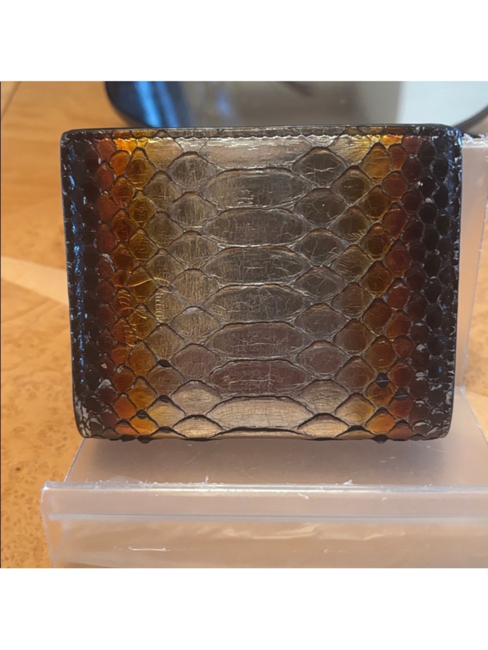 Christian Louboutin- RARE AUTHENTIC 🍀 EXOTIC Snake Studded Compact Wallet - Picture 2 of 4